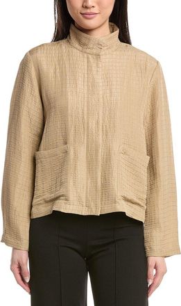 Eileen Fisher Stand Collar Silk & Linen-Blend Jacket