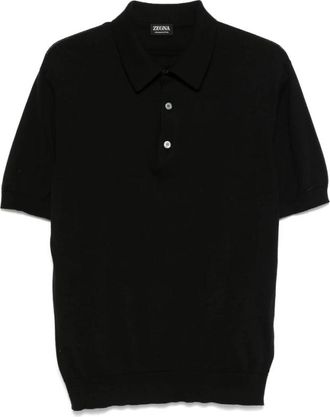 Ermenegildo Zegna Zwarte Polo Sweater met Knoopsluiting - Heren - Polos - Zwart - XL - Tops