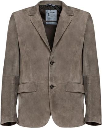 Gimos Licht su&egrave;de blazer met enkele borst - Heren - Leren en Su&egrave;de Jassen - Beige - 4XL - Su&egrave;de - Jassen