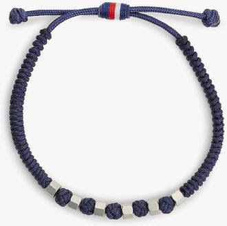 Tommy Hilfiger Mens Adjustable Braided Nylon Bracelet - Blue