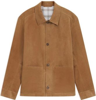 HUGO BOSS Su&egrave;de Jas met Knopen - Heren - Leren en Su&egrave;de Jassen - Bruin - M - Su&egrave;de - Jassen