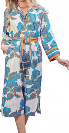 Jade Yoga Band Collar Midi Dress In Bold Riveria