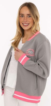 Zwillingsherz Sweatjacke ZWILLINGSHERZ College, Damen, Gr. L/XL, mittelgrau, Sweatware, Obermaterial: 50% Baumwolle, 50% Polyester, Sweatjacken Sweatjacke, Reissver