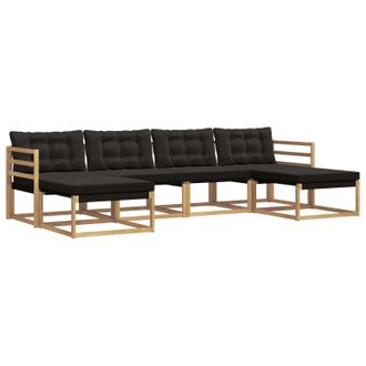 vidaXL Conjunto De Sof&aacute;s De Exterior Con Coj&iacute;n 6 Pcs Blanco Y Negro Vidaxl