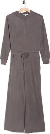Madden Girl Hooded Henley Jumpsuit in Charcoal at Nordstrom Rack, Size X-Large