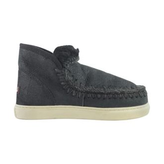 Mou Schoenen, Dames, Grijs, 37 EU, Suède, Gescheurd Zwart/Grijs Eskimo Sneaker Stijl