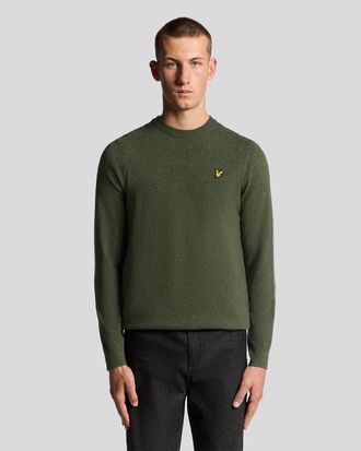Lyle & Scott Mens Lambswool Blend Crew Neck Jumper - Green - Size X-Large