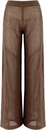 MC2 Saint Barth Wide-leg Crochet Mesh Broeken - Dames - Wijde Broeken - Bruin - S - Broeken