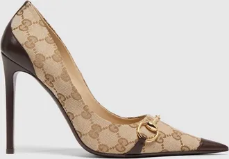 Gucci Womens Donna Pump, Beige, GG Canvas