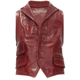 Dsquared2 distressed leather hook bar cropped vest
