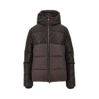Fendi Nylon downjacket with jacquard FF motif Woman S