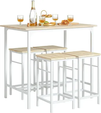 SoBuy Juego De Mesa Y Taburetes Comedor Set De Mesa Alta De Bar Y 4 Taburetes Intustrial Ogt11-wn Sobuy Es