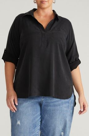 Universal Standard Button-Back Shirt in Black at Nordstrom, Size 2Xl
