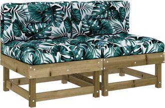 vidaXL Middle Sofas with Cushions 2 pcs Impregnated Wood Pine Vidaxl