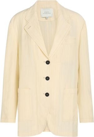 STUDIO NICHOLSON Washed Day Woven Blazer - Off White - 12 (UK12 / M)