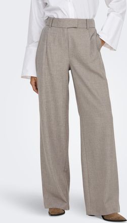 Only Anzughose ONLY ONLLINDA HW STR MEL PANTS TLR NOOS, Damen, Gr. XL, L&auml;nge 32, fungi detail:melange, Web, Obermaterial: 97% Polyester, 3% Elasthan, melie