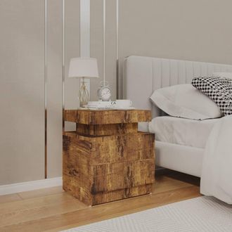 vidaXL Vidaxl - Mesita De Noche Madera De Ingenier&iacute;a Roble Ahumado 45x35x52 Cm