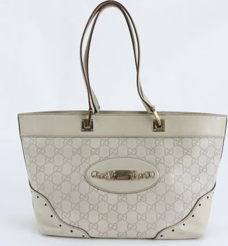 Gucci Guccissima Ivory Leather Handbag Shoulder Bag Tote Bag (Pre-Owned)