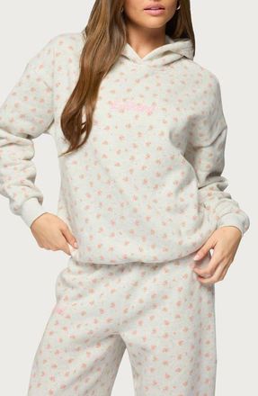 Edikted Flower Power Hoodie in Light-Gray-Melange at Nordstrom, Size X-Large