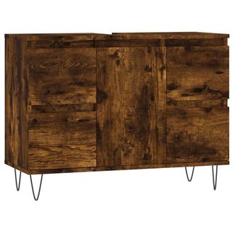 Berkfield Home Bathroom Cabinet Smoked Oak 80x33x60 cm Engineered Wood in Brown | Size: 80 x 33 x 60 cm