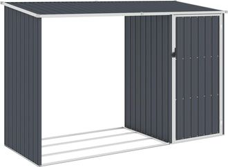 vidaXL Cobertizo Jard&iacute;n Le&ntilde;a Antracita Acero Galvanizado 245x98x159cm Vidaxl