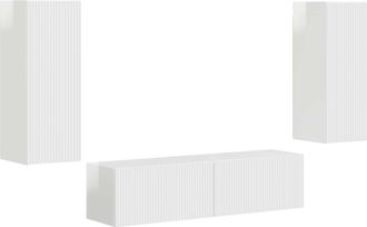 vidaXL Conjunto De Mueble De Tv 2 Uds. Brillante Madera De Ingenier&iacute;a Vidaxl