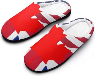Generic UK U.S. Canada Flag Mens House Slippers Memory Foam Washable Cotton Slip on Home Shoes