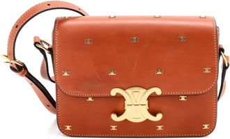 Celine Triomphe Shoulder Bag Studded Smooth Calfskin Teen crossbody bag - Bruin