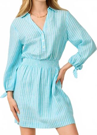 Lilly Pulitzer Abralynn Linen Shirtdress In Capri Blue Saint Tropez Stripe