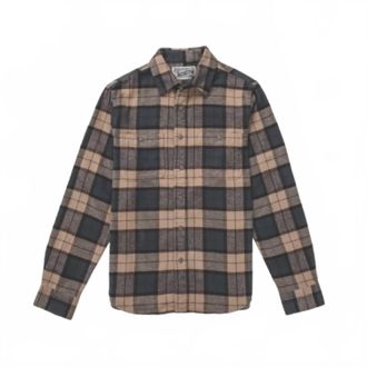 Schott NYC Men Heavy Flannel Work Shirt In Khaki/grey