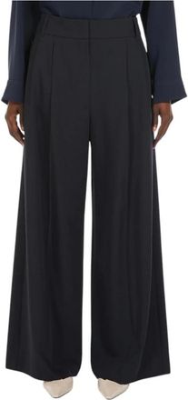 Max Mara Blauwe wijde pijp wollen broek - Dames - Wijde Broeken - Blauw - S - Wol - Broeken