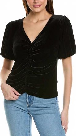 Bloomingdale's Jorja Ruched Front Velvet Tee Top In Black