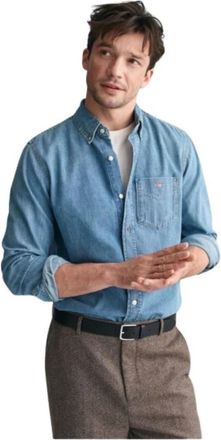 GANT Blouses Shirts - Heren - Spijkeroverhemden - Blauw - 2XL - Overhemden