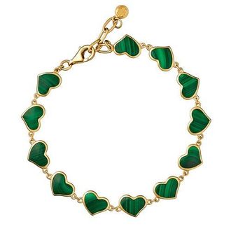 Jan Leslie All Around Heart Bracelet Set In 18K Gold Overlay Sterling Silver in Green at Nordstrom