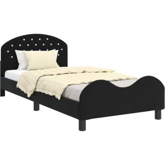 vidaXL Cama Para Ni&ntilde;os Con Cabecero Negro 90 X 190 Cm Terciopelo Vidaxl