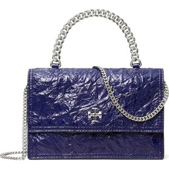 Tory Burch Kira Distressed Mini Top Handle Wallet on a Chain in Ballpoint Blue at Nordstrom