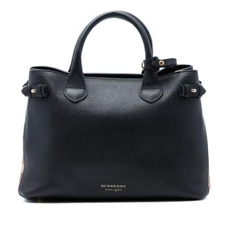 Burberry Pre-owned Burberry Medium Leather and House Check Banner Satchel Ladies OF4FD057390E1KU3
