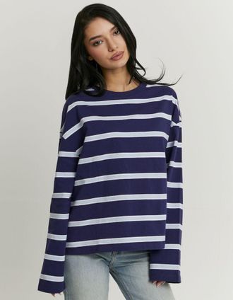 Tally Weijl Langarmshirt TALLY WEIJL STSCOBERLA, Damen, Gr. XS, multi color 2, Jersey, Obermaterial: 100% Baumwolle, oversize normal, Rundhals, Shirts Langarmshir