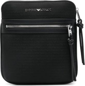 Emporio Armani logo-lettering messenger bag - Black