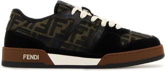 Fendi Embroidered Canvas, Leather And Rubber Match Sneakers