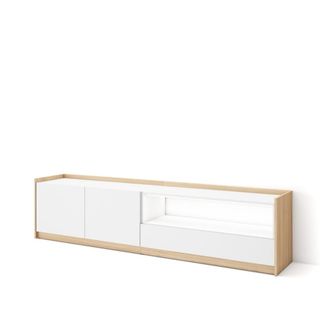 Skraut Home Mueble tv efecto madera blanco y roble 207x37x50cm con led