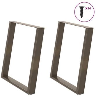 vidaXL Patas Para Mesa De Comedor En Forma De U (2 Unidades, Acero Natural, 70 X 72-73 Cm) Vidaxl