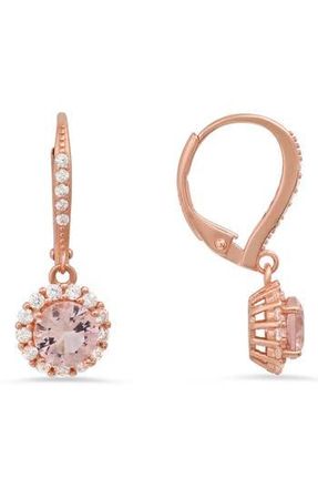 Queen Jewels Sterling Silver CZ Halo Drop Earrings in Rose Gold at Nordstrom Rack