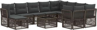 vidaXL Conjunto De Sof&aacute;s De Jard&iacute;n 11 Uds. Gris Rat&aacute;n Sint&eacute;tico Vidaxl