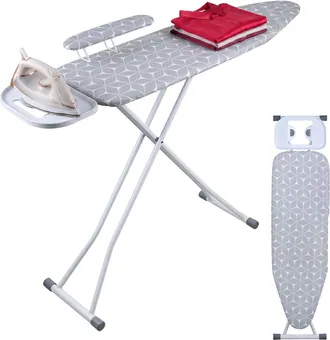 Relaxdays Tabla De Planchar Relaxdays Para Plancha A Vapor, 131 X 33 Cm, Regulable, Plegable, Con Tabla Para Mangas, Blanco/gris