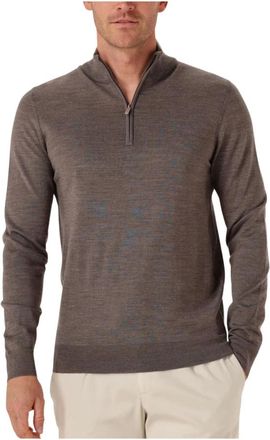Profuomo Truien & Vesten, Heren, Bruin, XL, Wol, Pullover Half Zip Merino