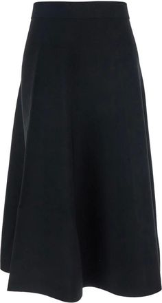 Max Mara Midi Skirts, female, Black, M, Lazio Black Flared Midi Skirt