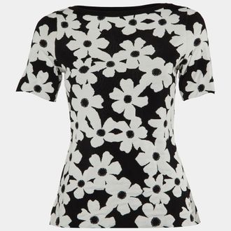 Carolina Herrera Monochrome Floral Jacquard Knit Top