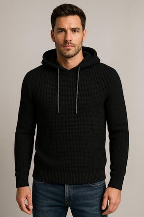 Jack & Jones Kapuzenpullover JACK & JONES JJLINK KNIT HOODIE, Herren, Gr. XS, schwarz, Strick, Obermaterial: 74% Polyacryl, 26% Baumwolle, unifarben, regular fit n