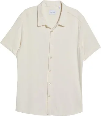 7 Diamonds Napoli Short Sleeve Stretch Shirt in Natural at Nordstrom, Size Xx-Large